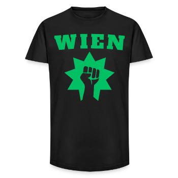 Wien - Long Fit Männer T-Shirt - Schwarz - Vorne - AI Model Male 185 light (185cm)