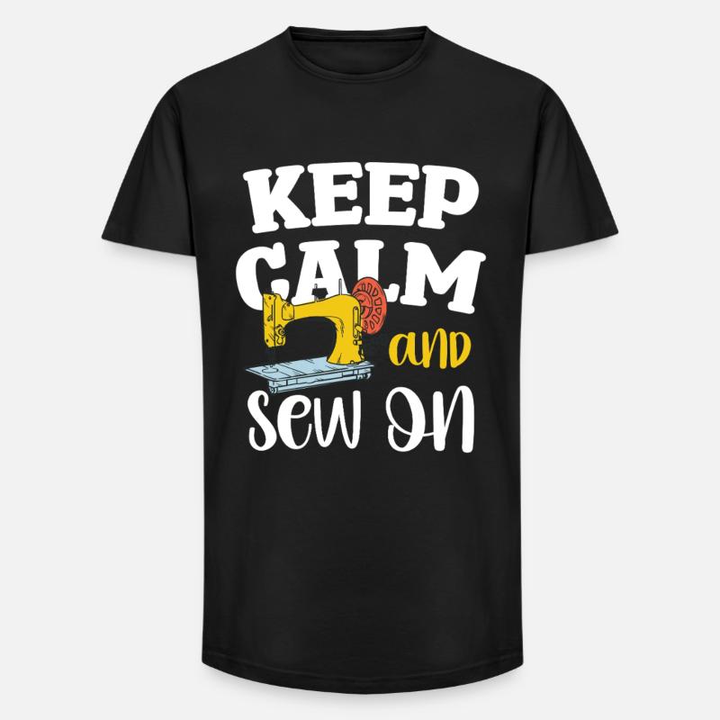 Keep Calm and Sew On - Long Fit Männer T-Shirt - Schwarz