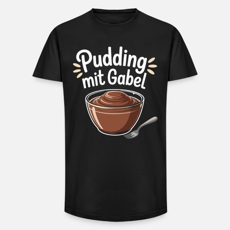 Pudding Mit Gabel - Long Fit Männer T-Shirt - Schwarz