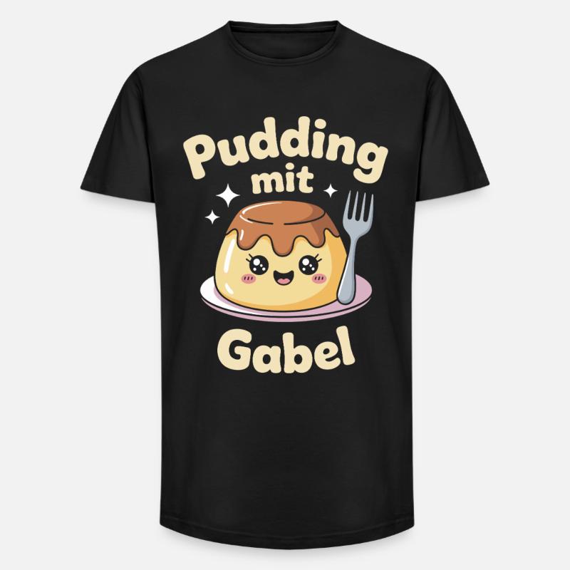 Pudding with fork - Long Fit Men's T-Shirt - black