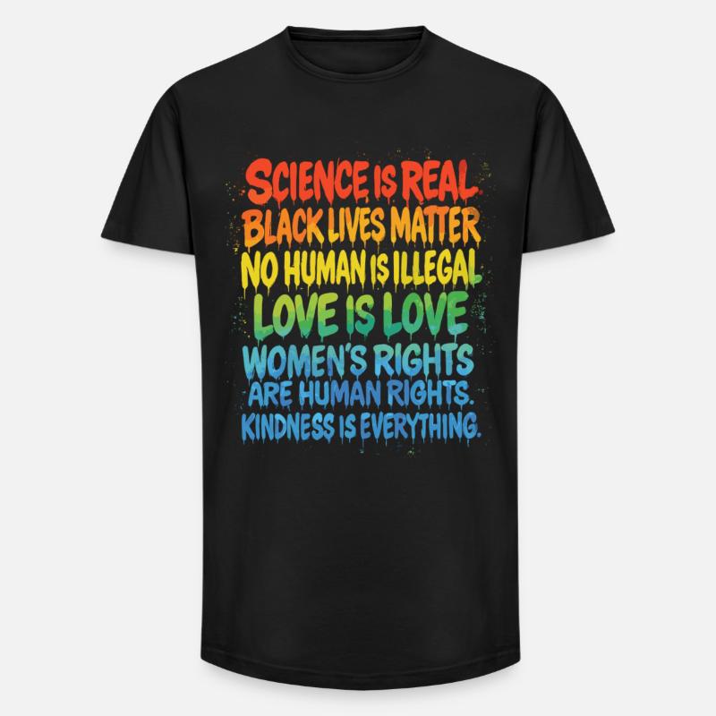 Regenbogen Statement – Human Rights Pride - Long Fit Männer T-Shirt - Schwarz