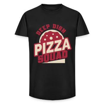 Plat profond Pizza Squad Chicargo - T-shirt coupe longue homme - noir - Devant - AI Model Male 185 light (185cm)