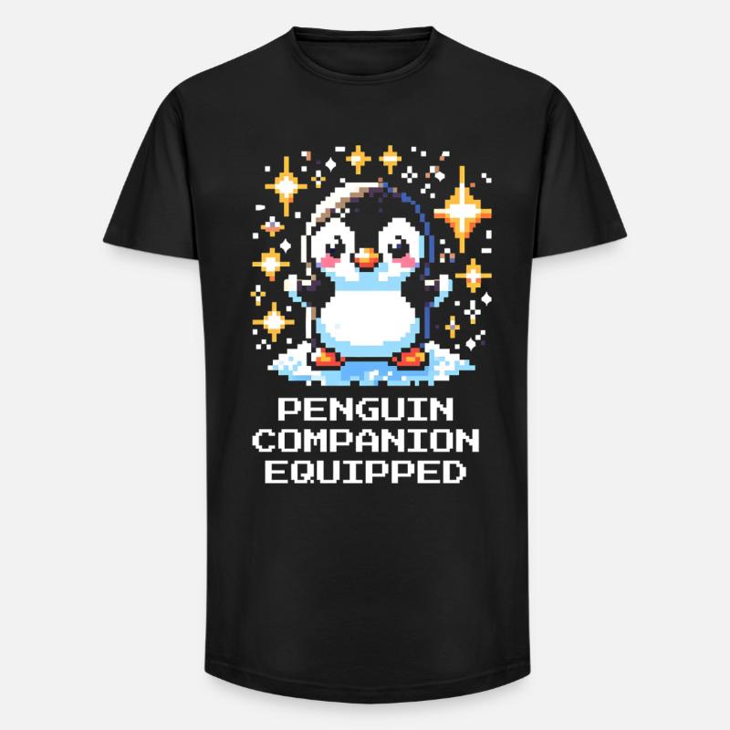 Compagnon pingouin | Compagnon de jeu mignon - T-shirt coupe longue homme - noir