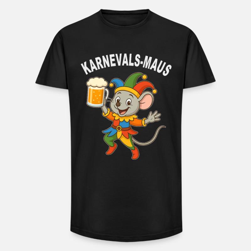 Karnevalsmaus mit Bierkrug - Long Fit Männer T-Shirt - Schwarz