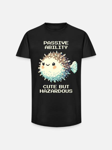 Passiv: süß, doch gefährlich | Kugelfisch - Long Fit Men's T-Shirt - black