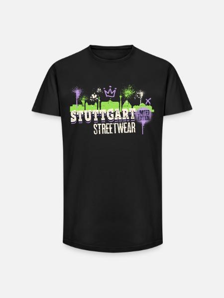 Stuttgart Skyline City Tyskland Graffiti Kunst - Long fit herre T-shirt - sort