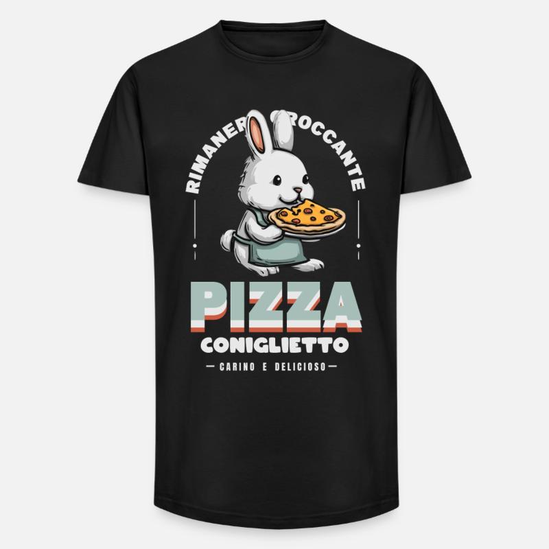 Häschen Pizza - Long Fit Männer T-Shirt - Schwarz