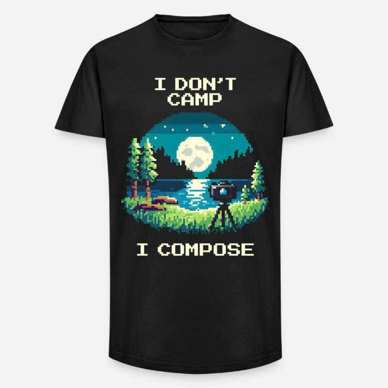 I don't camp, I compose | Composition - Long Fit Men's T-Shirt - black