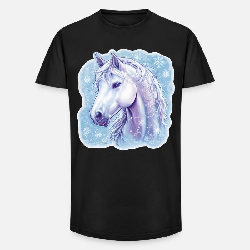 Pferd Schneeflocken  - Long Fit Männer T-Shirt - Schwarz