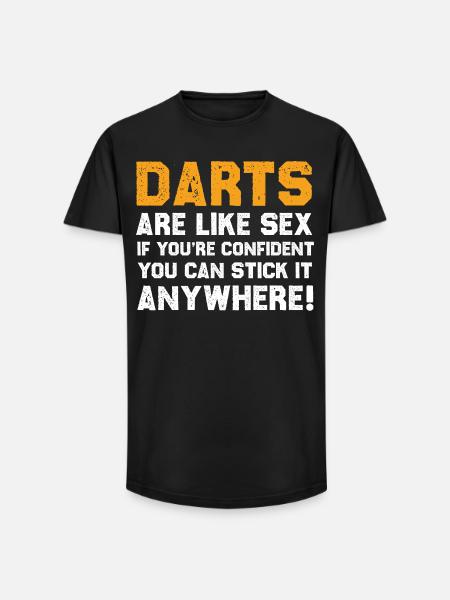 Funny Darts Quote Shirt - Long Fit Men's T-Shirt - black
