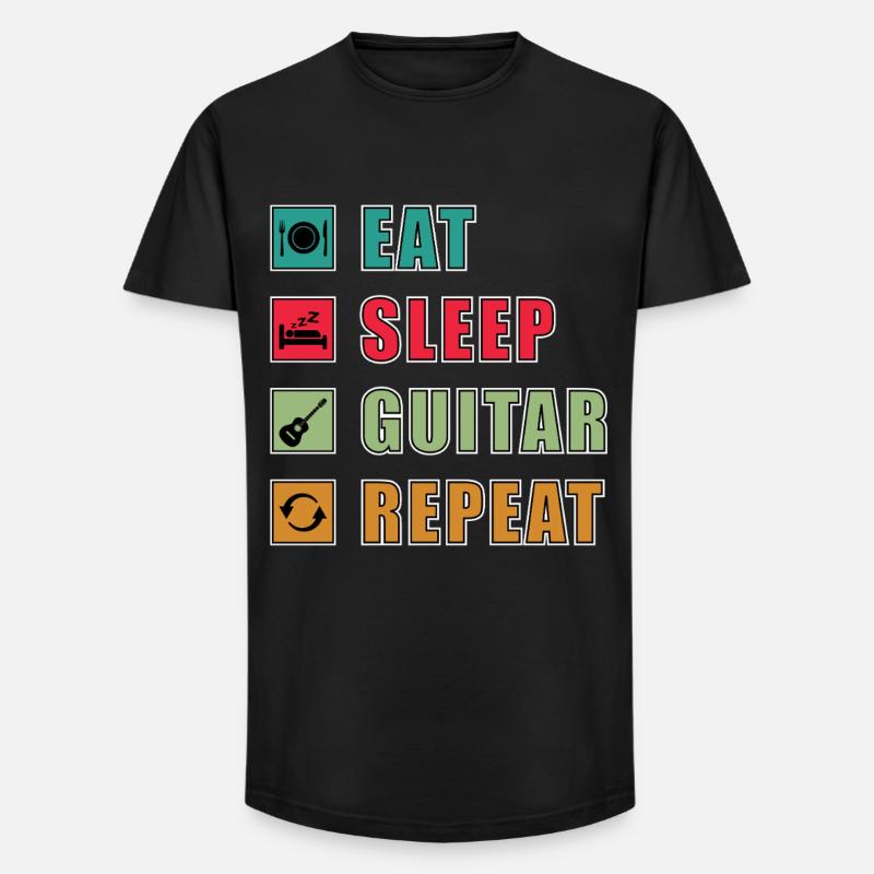 Eat Sleep Guitar Repeat - Long Fit Männer T-Shirt - Schwarz