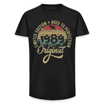 Dezember 1989 - Legende Seit Dezember 1989 - Long Fit Männer T-Shirt - Schwarz - Vorne - AI Model Male 185 light (185cm)
