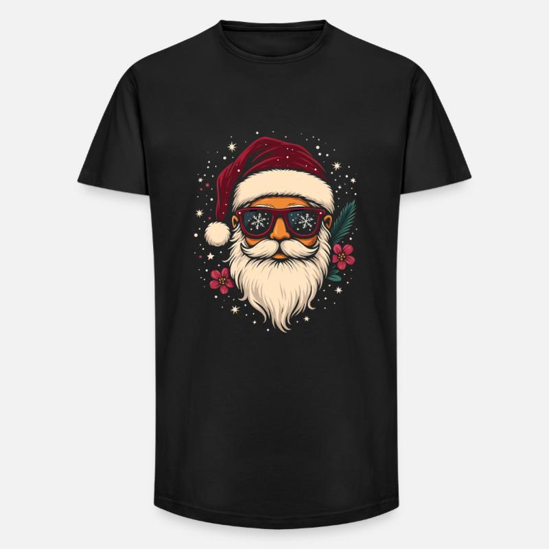 Cooler Weihnachtsmann mit Sonnenbrille Geschenk - Long Fit Männer T-Shirt - Schwarz