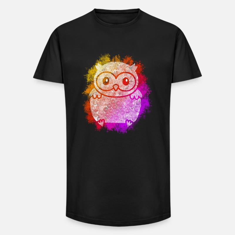 Zentangle Eule - Long Fit Männer T-Shirt - Schwarz