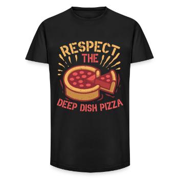 Plat profond Pizza Chicargo - T-shirt coupe longue homme - noir - Devant - AI Model Male 185 light (185cm)