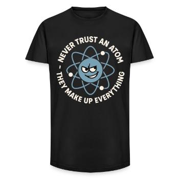 Lustiger Atom-Witz – Science Nerd Humor - Long Fit Männer T-Shirt - Schwarz - Vorne - AI Model Male 185 light (185cm)