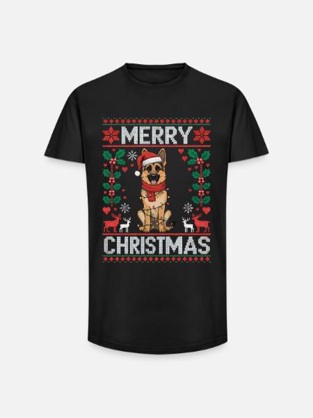 German Shepherd Christmas Gift Xmas - Long Fit Men's T-Shirt - black