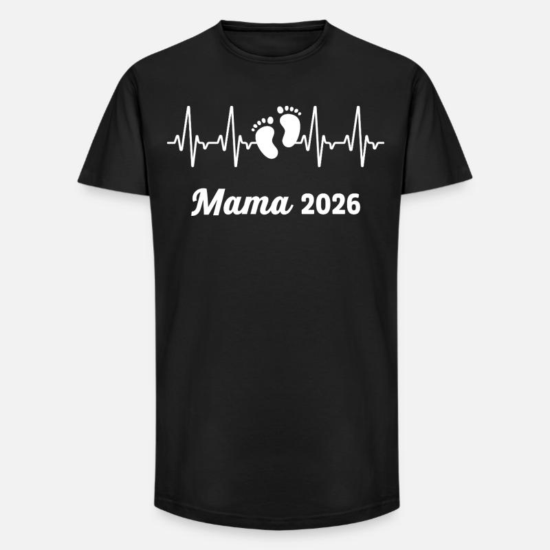 Mama 2026 Loading Werdender Mutter Herzschlag - Long Fit Männer T-Shirt - Schwarz