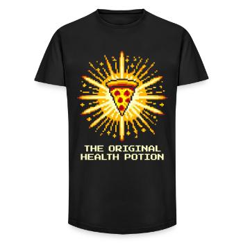 Original Healing Potion: Pizza | Gaming Food Humor - Long Fit Men's T-Shirt - black - Front - AI Model Male 185 light (185cm)