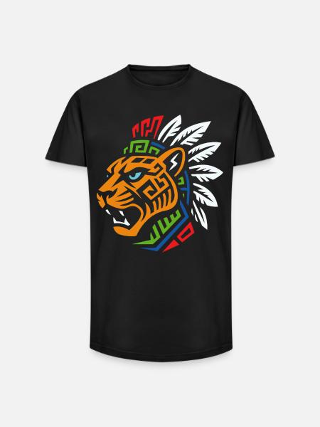 Tribal Tiger – Powerful ethnic design - Long Fit Men's T-Shirt - black