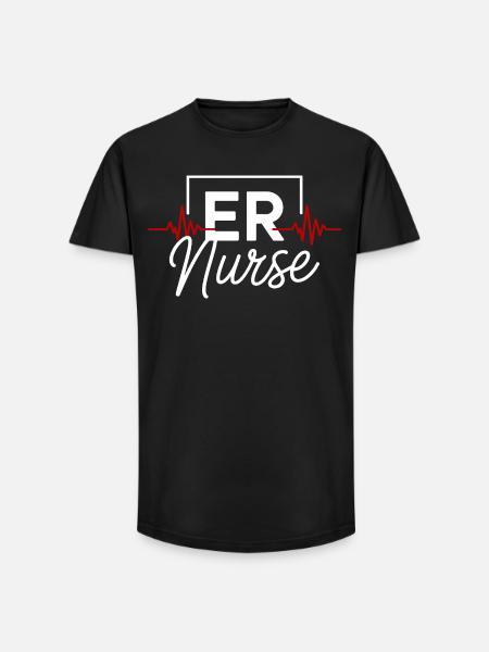 ER Nurse Heart Rate Graph - Long Fit Men's T-Shirt - black