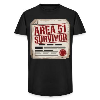 Funny Area 51 Survivor Alien UFO - Long Fit Men's T-Shirt - black - Front - AI Model Male 185 light (185cm)