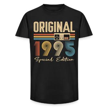 Gamer 30th Birthday 30th Anniversary Original 1995 - Long Fit Men's T-Shirt - black - Front - AI Model Male 185 light (185cm)