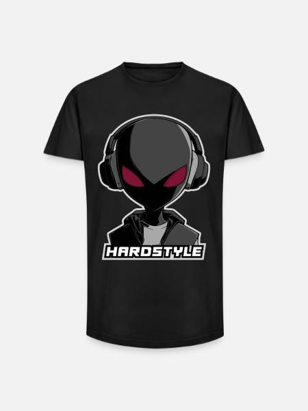 Hardstyle Alien – Conception musicale au casque - T-shirt coupe longue homme - noir