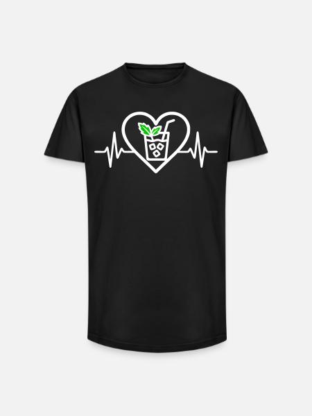 Mojito Heart Cocktail Mint Glass Aperitif - Long Fit Men's T-Shirt - black