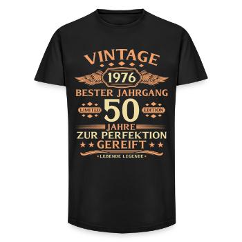 50. Geburtstag Lebende Legende seit 1976 - Long Fit Männer T-Shirt - Schwarz - Vorne - AI Model Male 185 light (185cm)