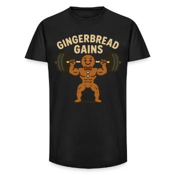 Gingerbread Gains Funny Christmas Holiday - Long Fit Men's T-Shirt - black - Front - AI Model Male 185 light (185cm)