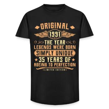 Original 1991 Jahrgang Legende 35. Geburtstag - Long Fit Männer T-Shirt - Schwarz - Vorne - AI Model Male 185 light (185cm)
