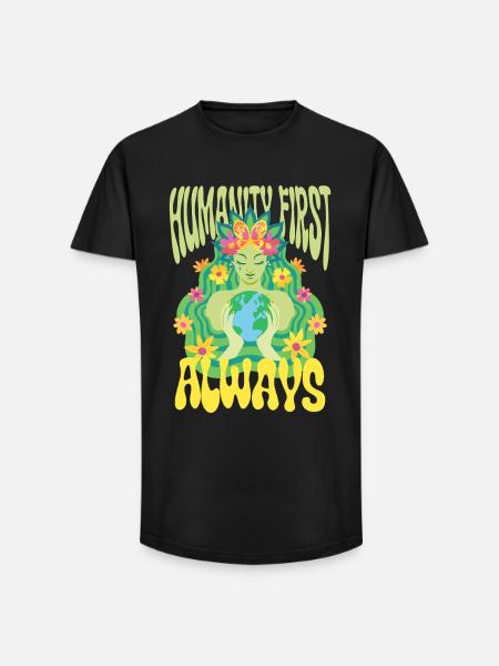 Menschlichkeit Equality Humanity First Always - Long Fit Men's T-Shirt - black