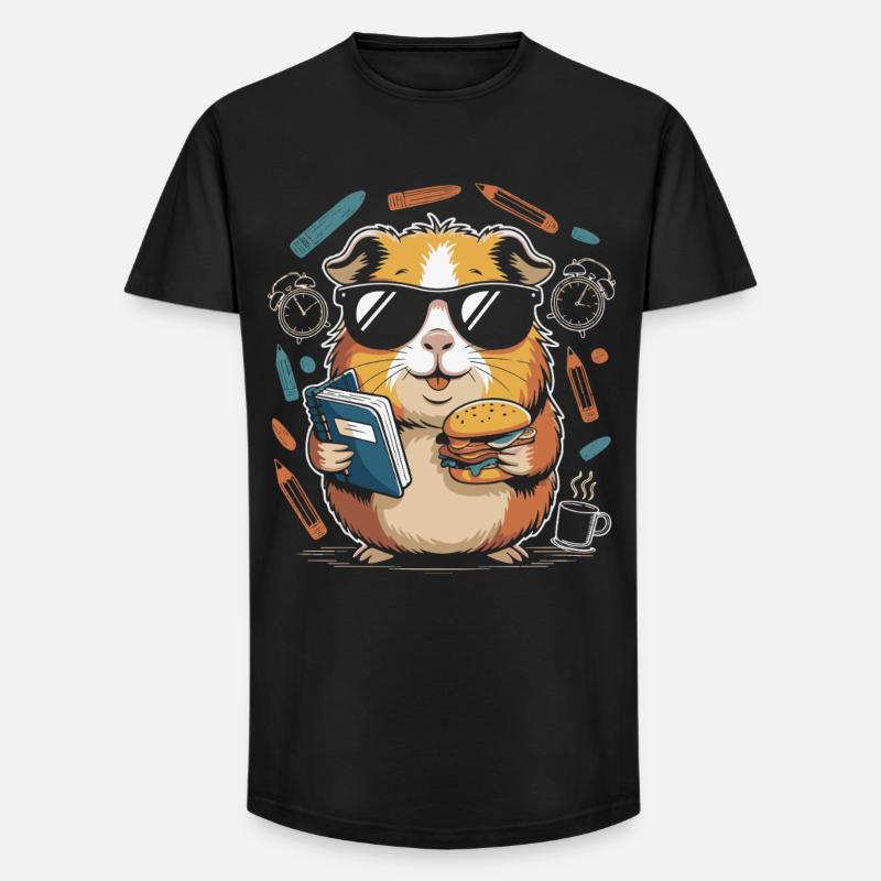Buchheld Hamster mit Burger - Long Fit Männer T-Shirt - Schwarz