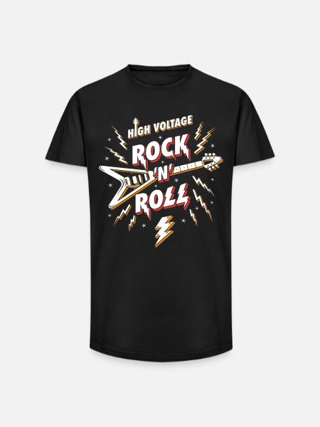 Hochspannungs-Rock'n'Roll-Gitarre - Long Fit Männer T-Shirt - Schwarz