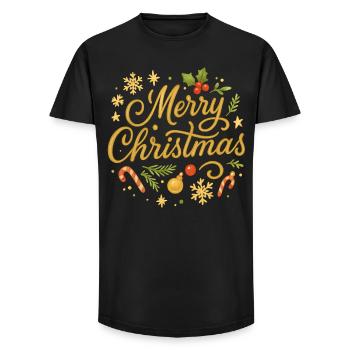 Merry Christmas Deko Schmuck - Long Fit Männer T-Shirt - Schwarz - Vorne - AI Model Male 185 light (185cm)