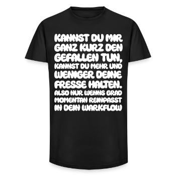 Can you do me the favor very briefly, can - Long Fit Men's T-Shirt - black - Front - AI Model Male 185 light (185cm)