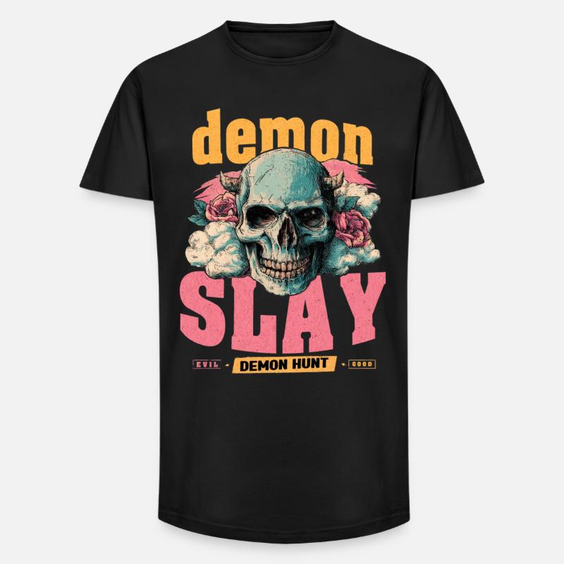Dämonenjäger Schädel - Long Fit Männer T-Shirt - Schwarz