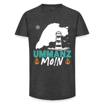 Vacances Mer Baltique UMMANZ MOIN Drôle - T-shirt coupe longue homme - charbon - Devant - AI Model Male 185 light (185cm)