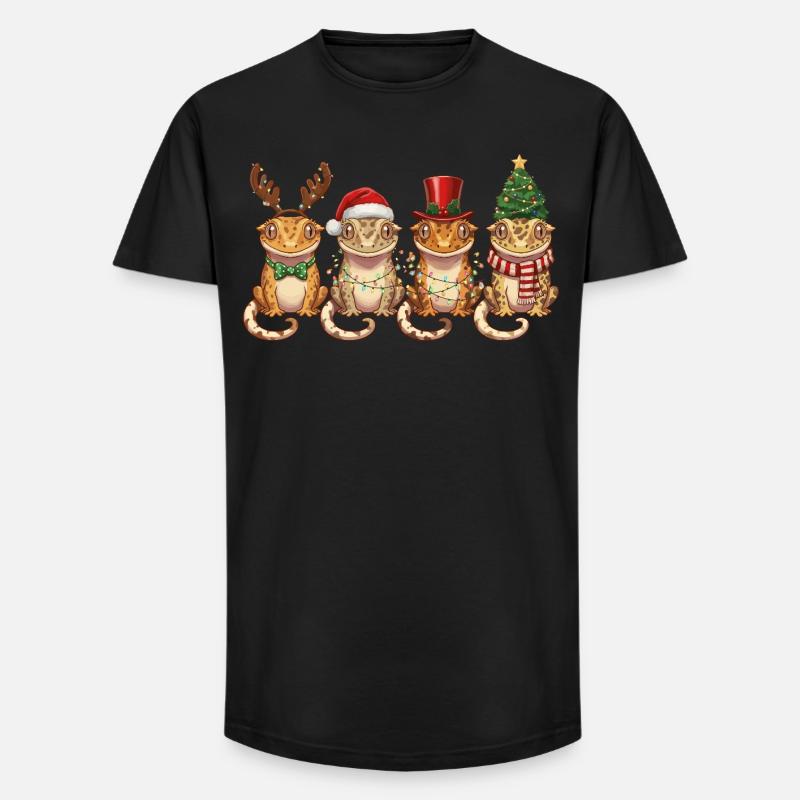 Kronengecko Weihnachtsmann Weihnachtsbeleuchtung - Long Fit Männer T-Shirt - Schwarz