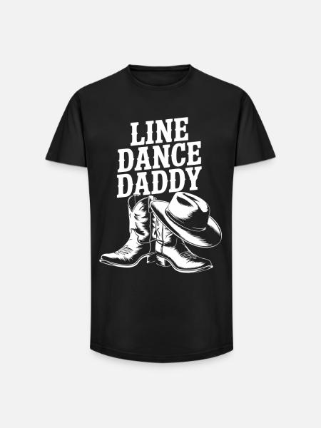 Line Dance Daddy Boots - Long Fit Men's T-Shirt - black