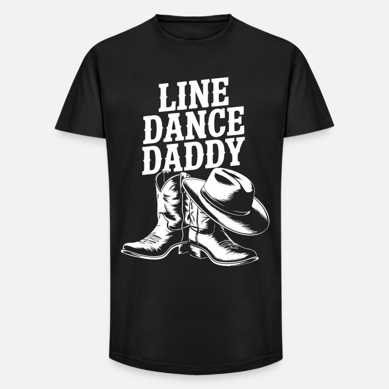 Line Dance Daddy Boots - Long Fit Men's T-Shirt - black
