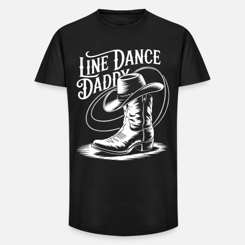 Line Dance Daddy Boots - Long Fit Men's T-Shirt - black