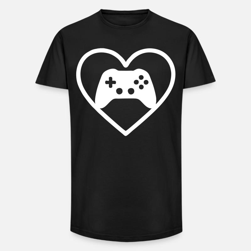 Heart Gaming – Stylized Controller Design - Long Fit Men's T-Shirt - black