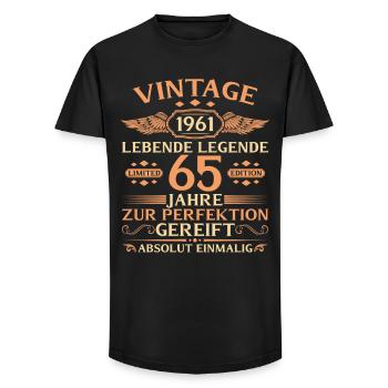 65th Birthday Vintage 1961 Year - Long Fit Men's T-Shirt - black - Front - AI Model Male 185 light (185cm)