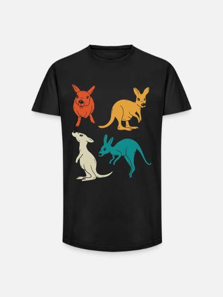 Känguru-Quartett in Farbenvielfalt - Long Fit Männer T-Shirt - Schwarz