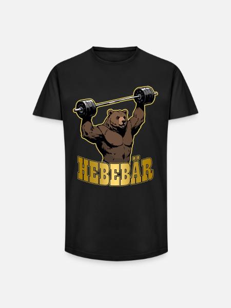 Weightlifter HEBEBÄR Gym Funny - Long Fit Men's T-Shirt - black