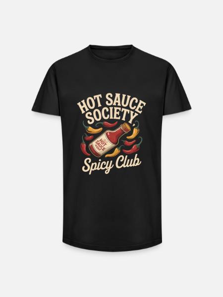 Hot Sauce Society – Spicy Club - Long Fit Men's T-Shirt - black