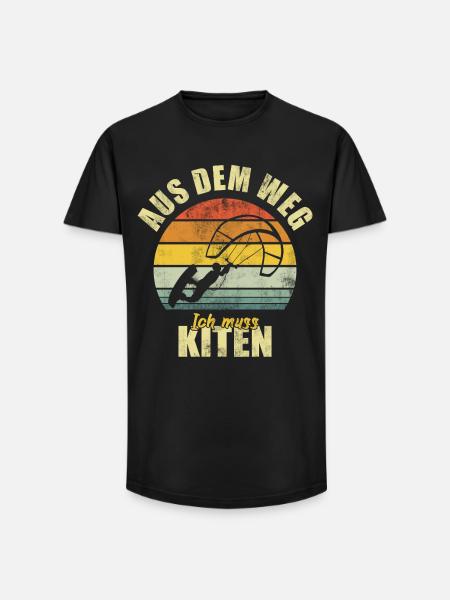Kiting Kiter Surfer Surfeur Rétro - T-shirt coupe longue homme - noir
