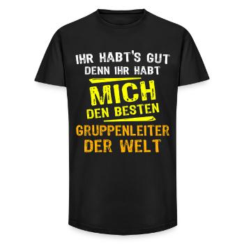 Don de chef de groupe - T-shirt coupe longue homme - noir - Devant - AI Model Male 185 light (185cm)